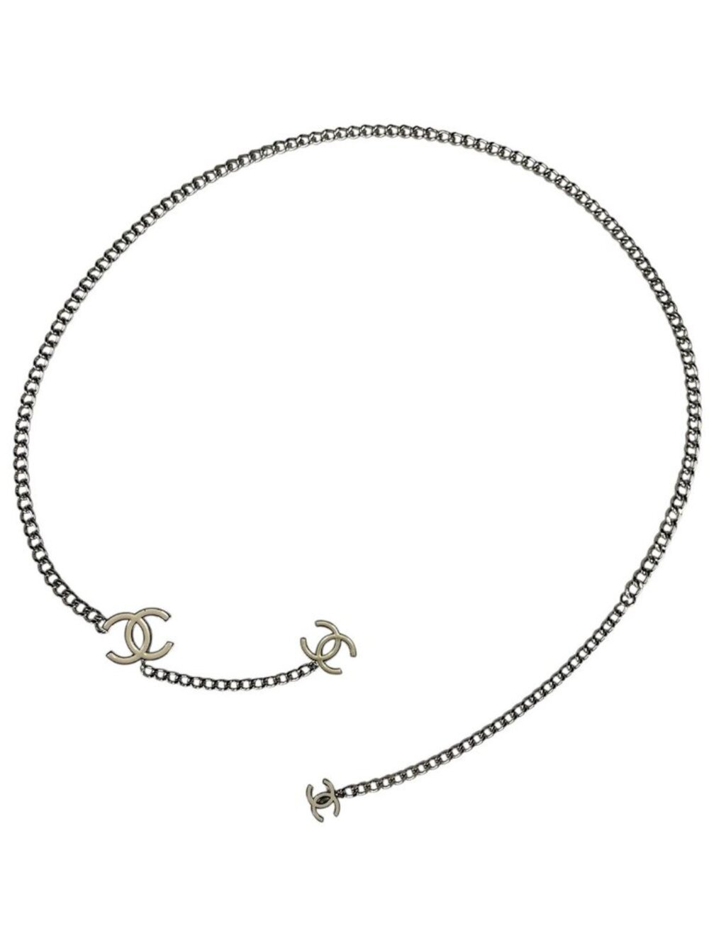 Chanel Belt CC Logo Chain 04 Metal Silver